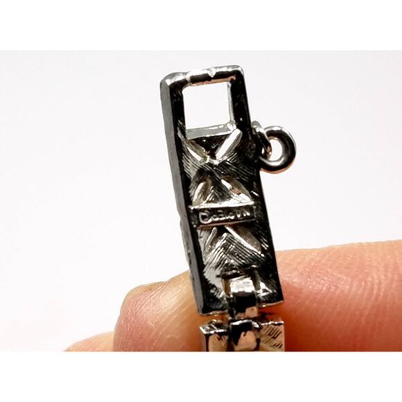 Vintage Napier Rhinestone Geometric Bracelet, Safety Chain, 1960s, 7" - Picture 8 of 10